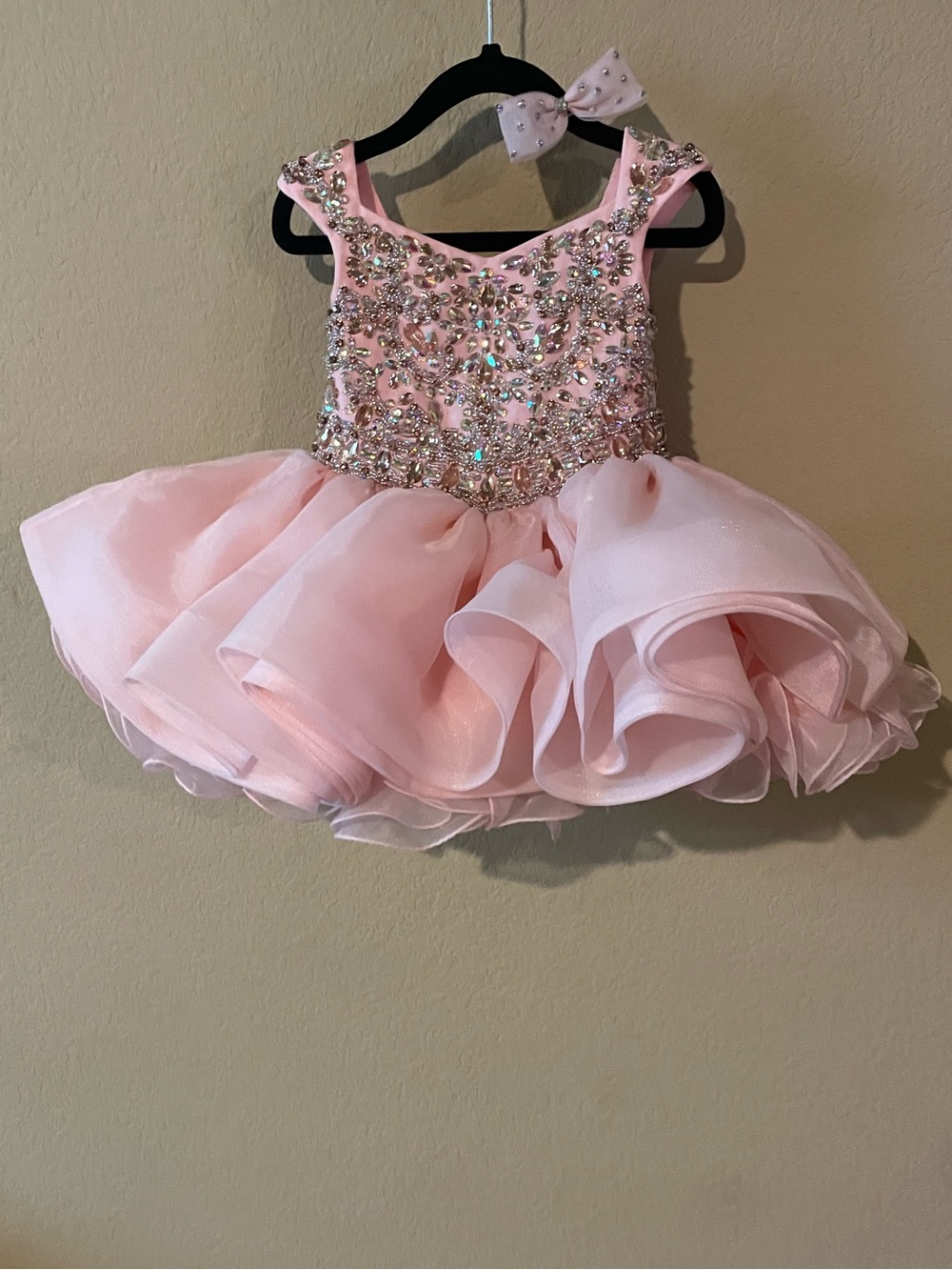 Girls Blush Pink Pageant Dress